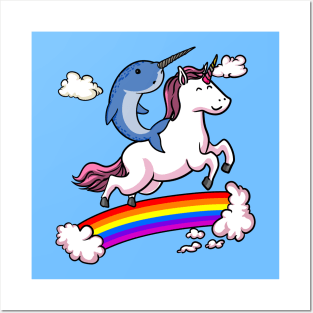 Narwhal Riding Unicorn Posters and Art